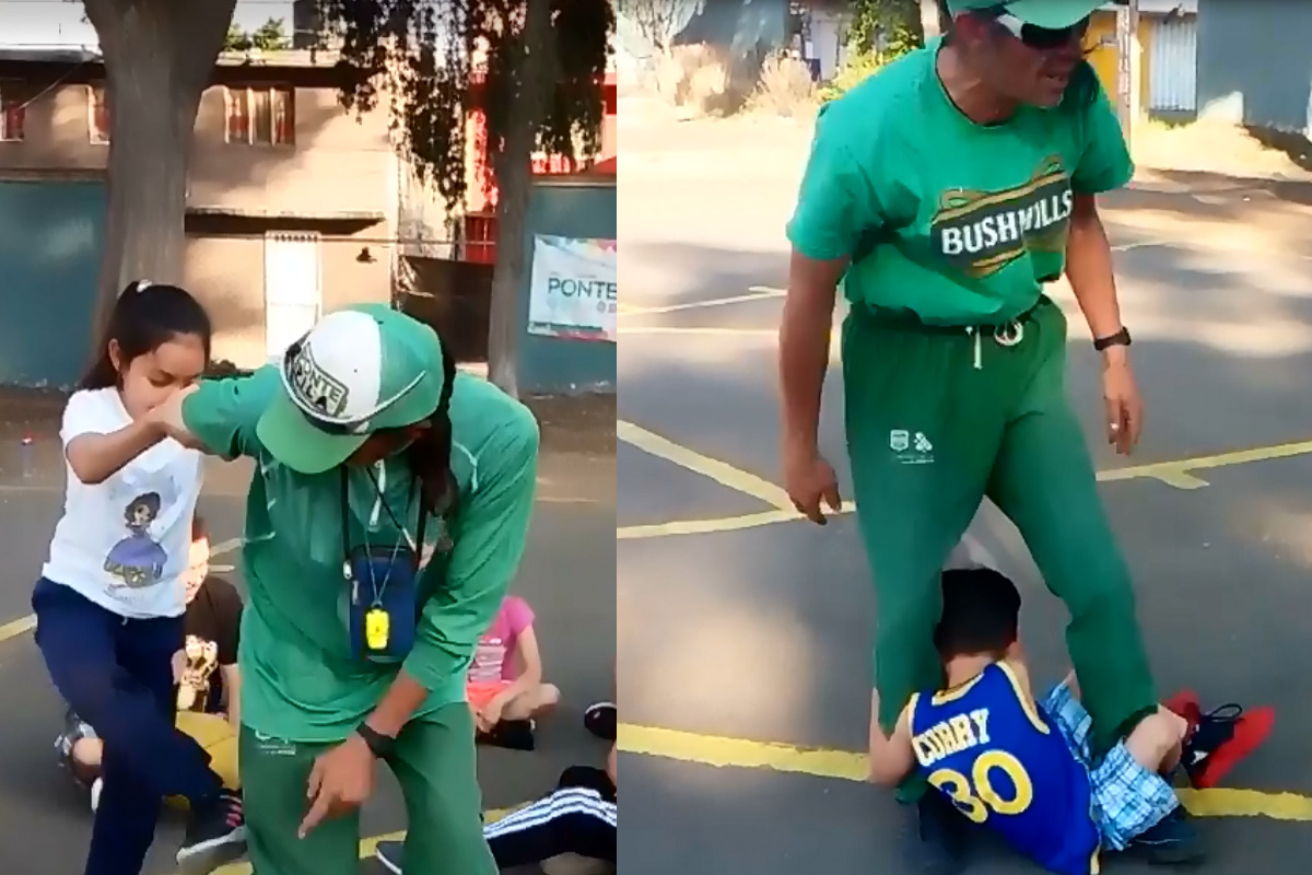 Profesor enseña técnicas a sus pequeños estudiantes para evitar que los secuestren 