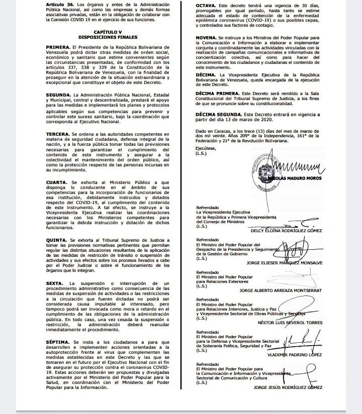 Gaceta oficial con el decreto