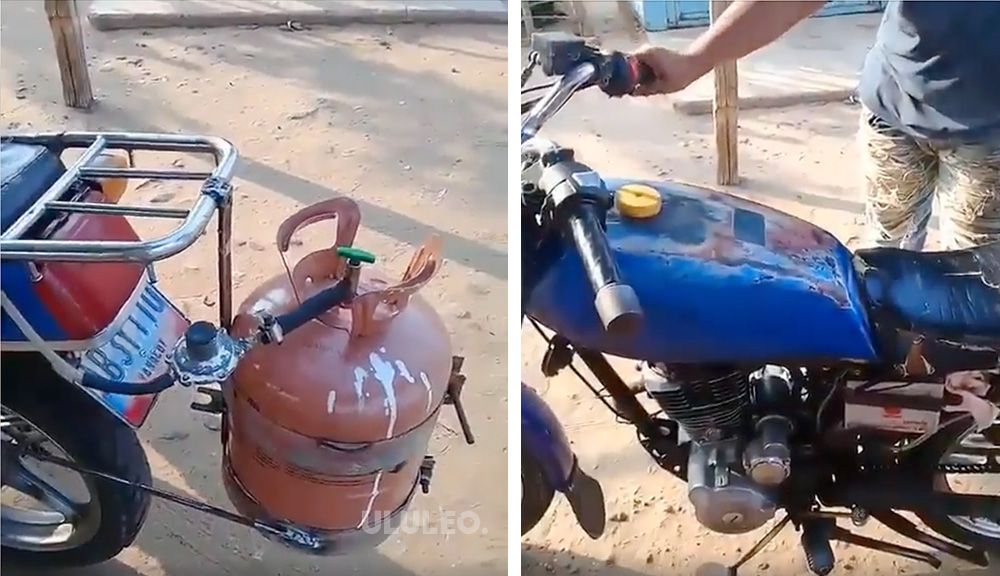 Ponen a funcionar Moto con bombona de gas en Venezuela