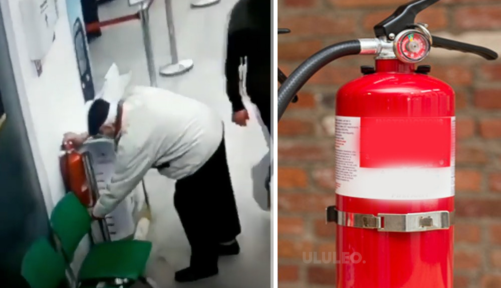 Abuelo usó el extintor como si fuese un dispensador de antibacterial